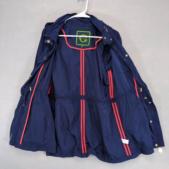 C Wonder Women's M Navy Full Zip Jacket w/ Hood, Gold Hardware, Coastal Preppy - Picture 5 of 6